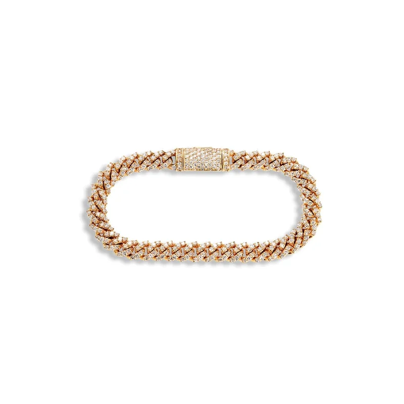 Quirky bead bangles-Mateo 5 Carat Round Brilliant Diamond Cuban Link Chain Bracelet in 14k Yellow Gold