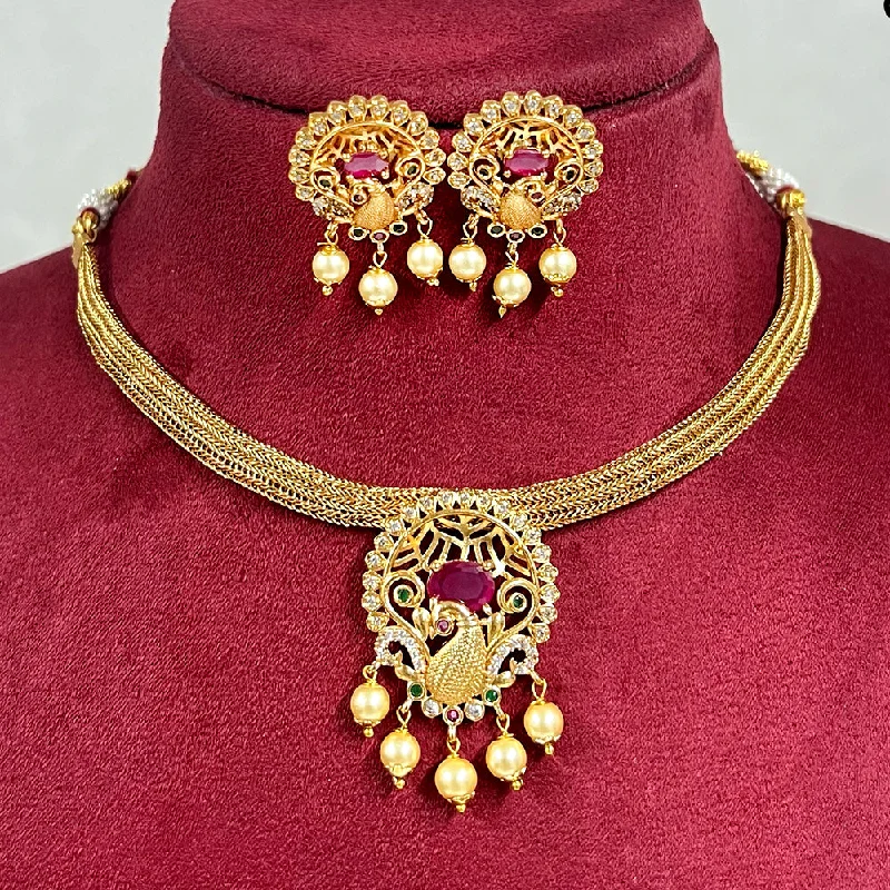 Floating stone necklaces-Diksha Collection Gold Plated Necklace Set