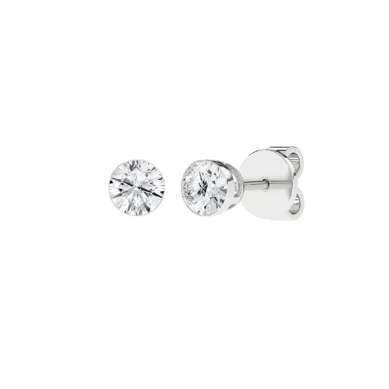 Pure star earrings-1 Carat Round Lab Grown Diamond 14K Gold Seamless Solitaire Stud Earrings