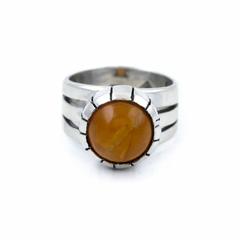 New moon rings-Smooth Shank Amber Ring