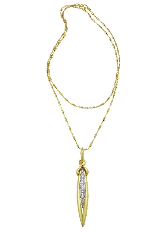 Tribal tassel necklaces-Stiletto Majesty Pavé Pendant - 18K Gold Vermeil + CZ Blanc