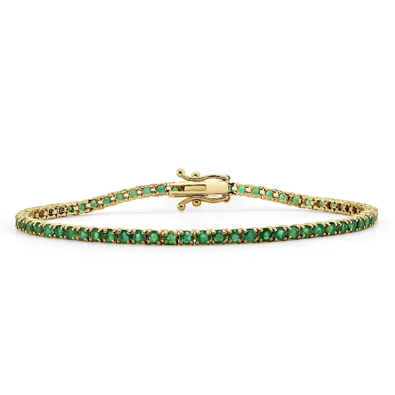 Nine-link bangles-14k Gold & Green Emerald Tennis Bracelet