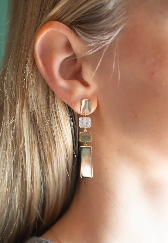 Trekker charm earrings-Solid Gold and Diamond Geometric Dangles