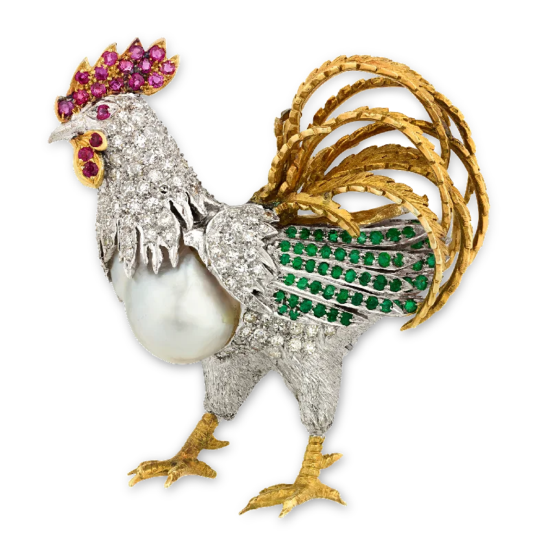 Retro style brooch-Elizabeth Taylor's Rooster Brooch