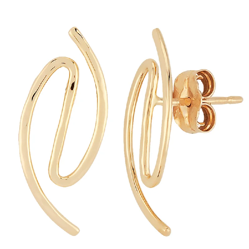 Fine threader earrings-14k Yellow Gold Squiggle Stud Earrings