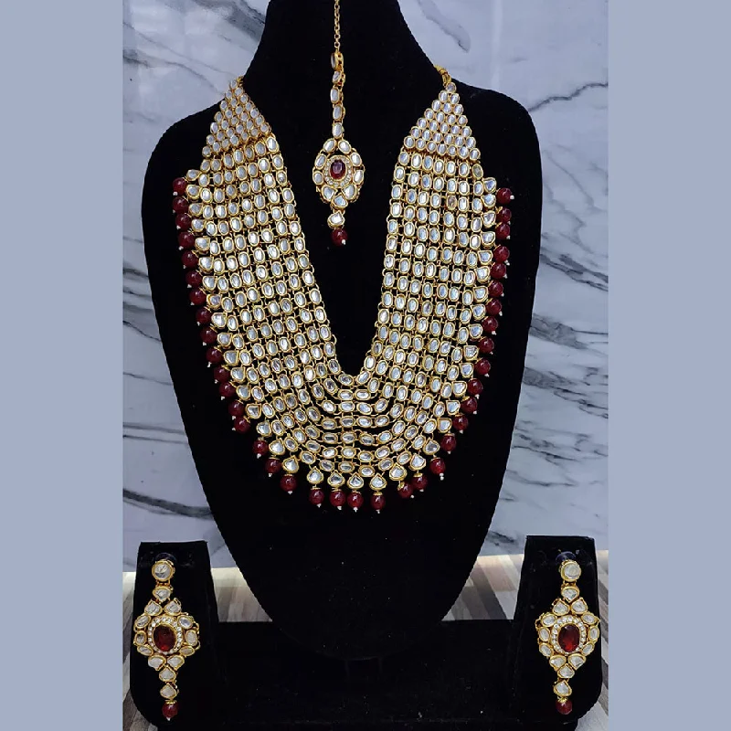 Peace charm necklaces-Lucentarts Jewellery Gold Plated Kundan Long Necklace Set