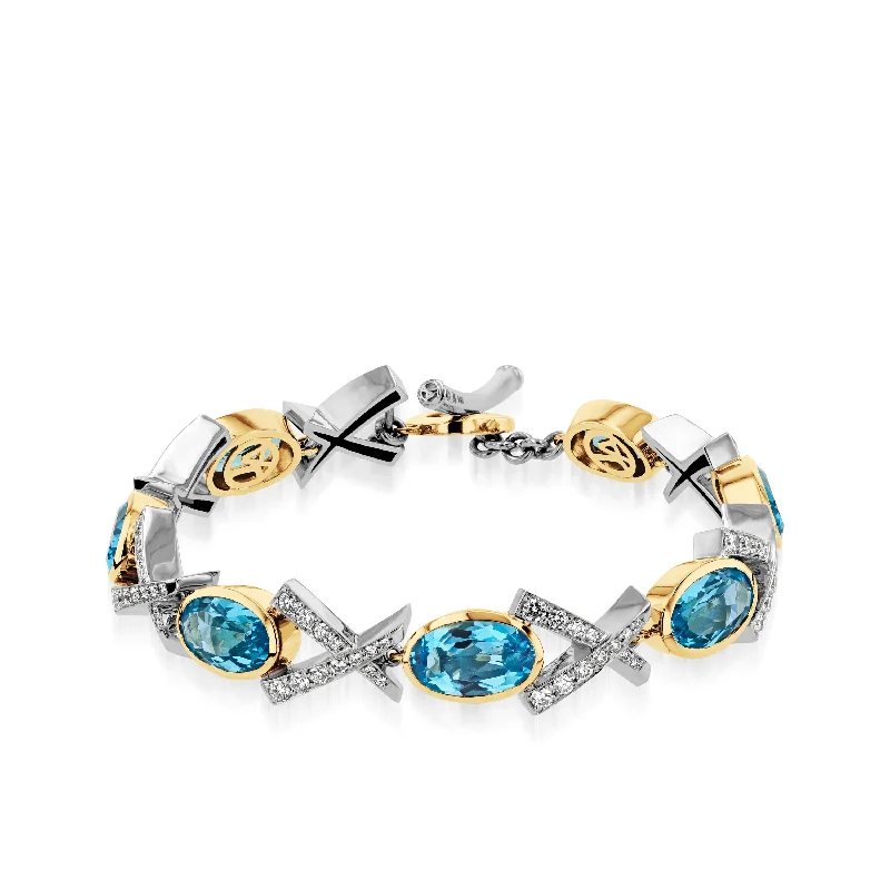 Solid chain bangles-Paris X/O Gemstone Bracelet