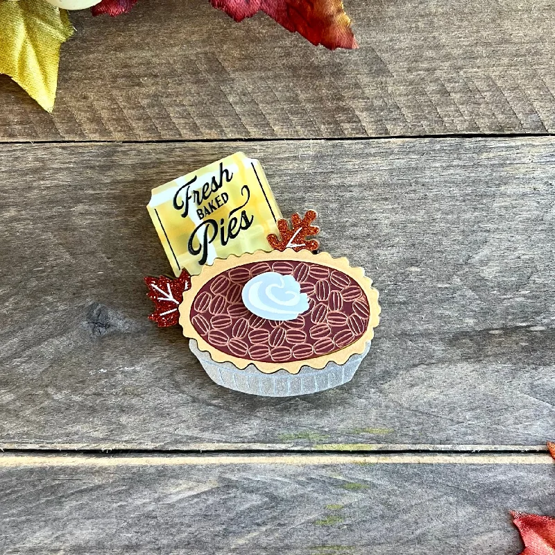 Onyx accent brooch-Fresh Baked Pecan Pie Brooch