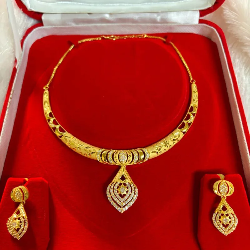 Crystal weave necklaces-Pari Art Jewellery Forming Gold Necklace Set