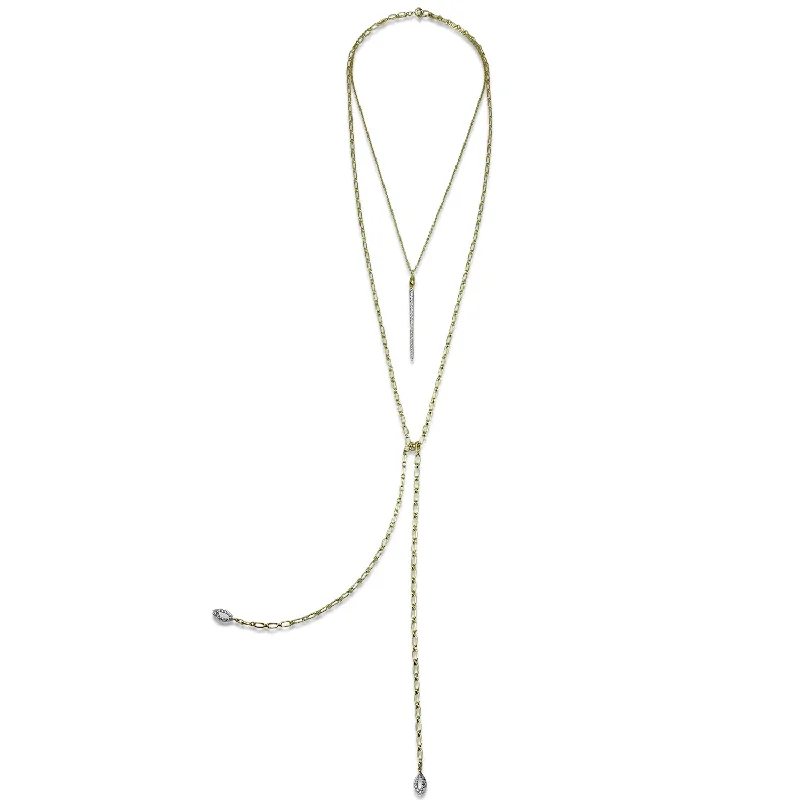 Sleek gem necklaces-Mingle Pavé Necklace - 18K Gold Vermeil + CZ Blanc