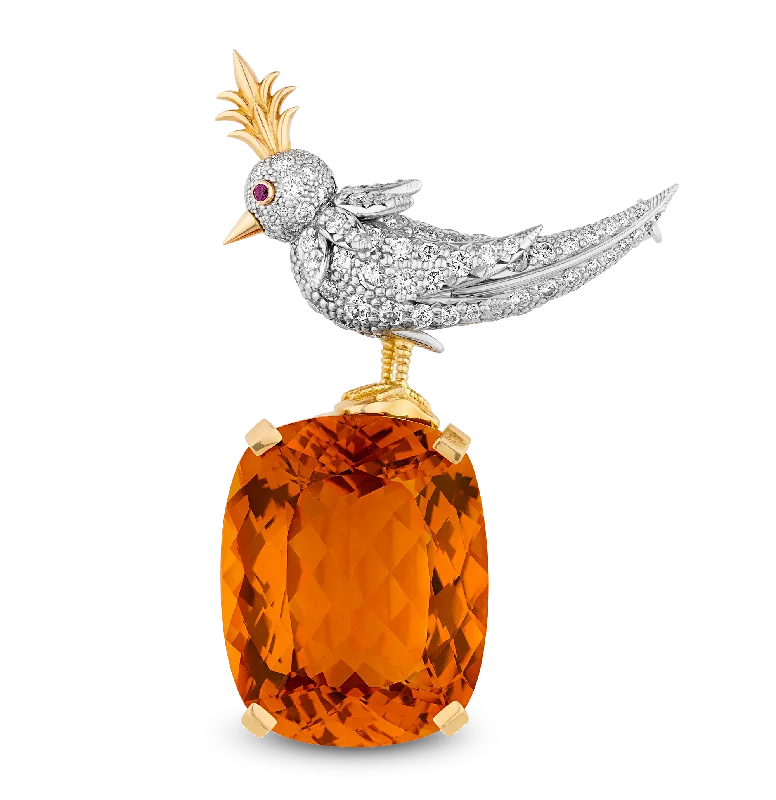 Gothic style brooch-Tiffany & Co. Citrine Bird on a Rock Brooch by Jean Schlumberger