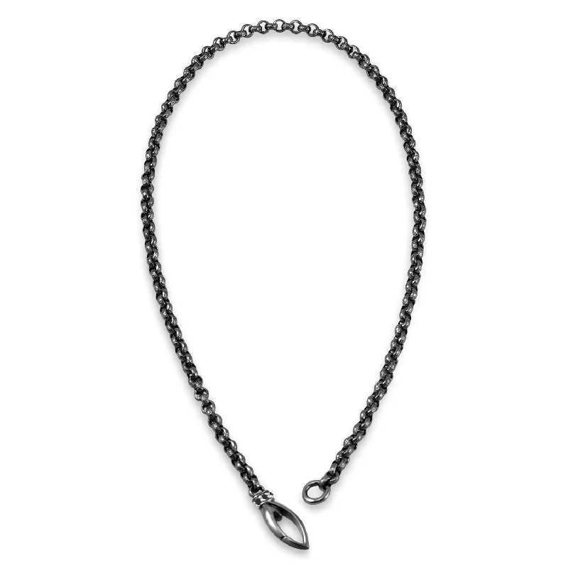 Mixed metal necklaces-Everyday Chain Necklace 18" - Black Ruthenium Vermeil + CZ Noir