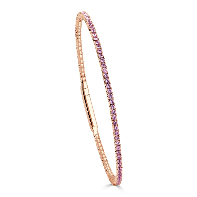 Pink gold bangles-14K Gold & Pink Sapphire Flexible Eternity Bangle