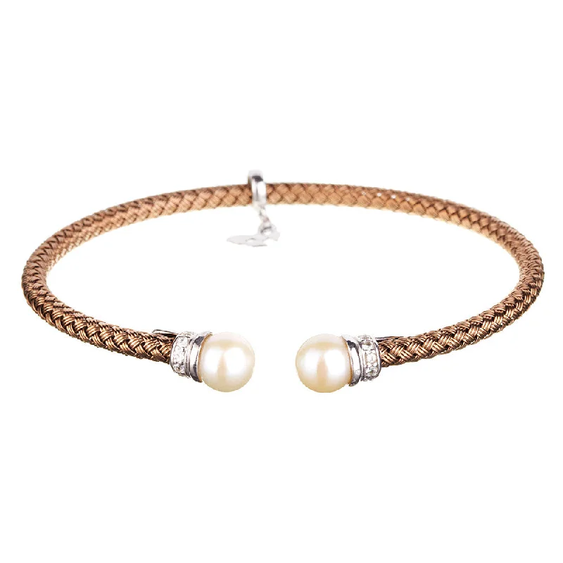 Birch grain bangles-Chocolate Gold Pearl Bracelet