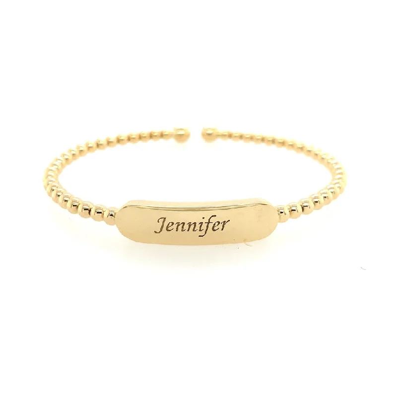 Sapphire stone bangles-Gabriel 14Ky Bujukan Personalized Plate Bracelet Engraved "Jennifer"