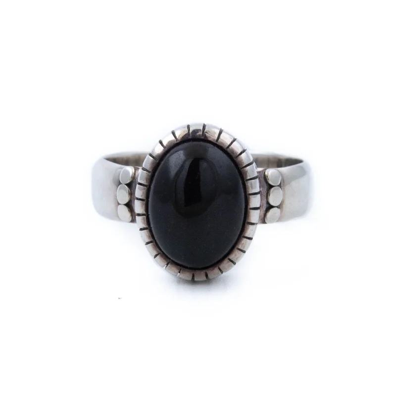 Antique vow rings-Contemporary Black Jade Ring