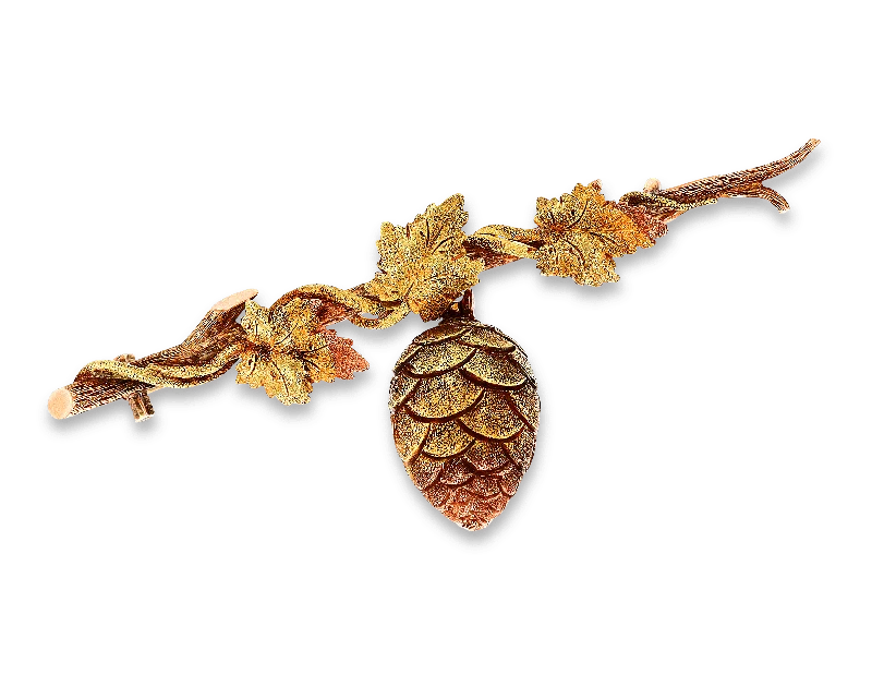 Frosted bead brooch-Multicolor Gold Pine Cone Brooch