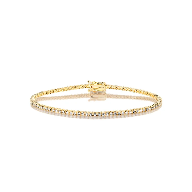 Light filigree bangles-Nayeli 1 Carat 2 Pointers Each Stone Round Brilliant Diamond Tennis Bracelet in 14k Yellow Gold