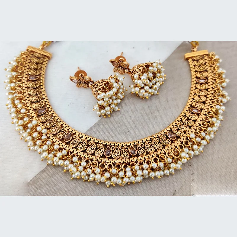 Smooth pendant necklaces-Rani Sati Jewels Gold Plated Pearl Necklace Set