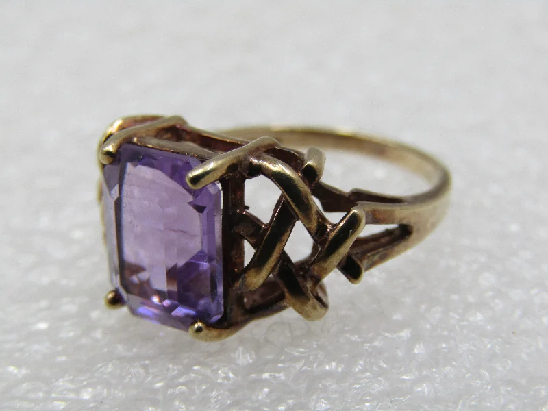 Multi-stone rings-Vintage 10kt Amethyst Rectangular Ring, 2.75 ctw, Sz 6.25