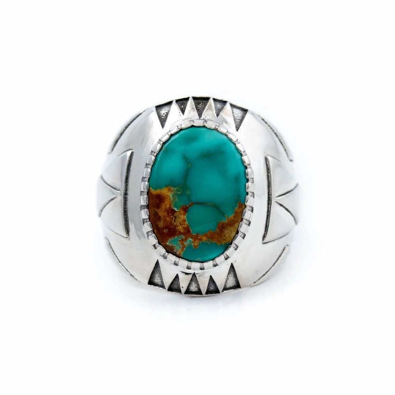 Dove feather rings-Royston Turquoise Delta Ring