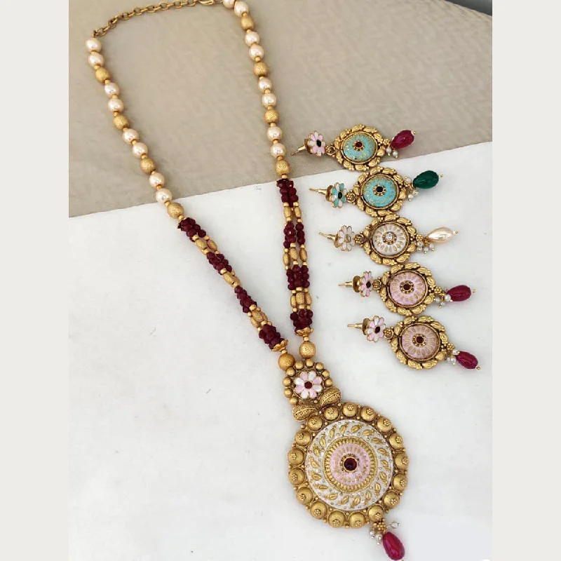 Lace charm necklaces-Rani Sati Jewels Gold Plated Necklace Set