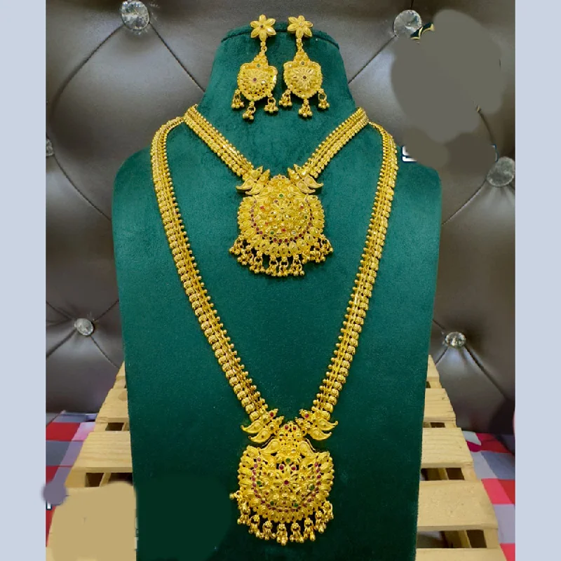 Thick collar necklaces-Siara Collections Forming Gold Plated Double Necklace Set