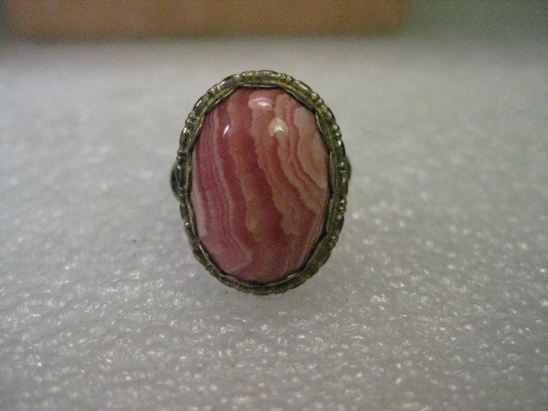 Fox motif rings-Vintage Ring, Sterling Silver Rhodocroisite Southwestern Ring, size 6.75, Split V Band