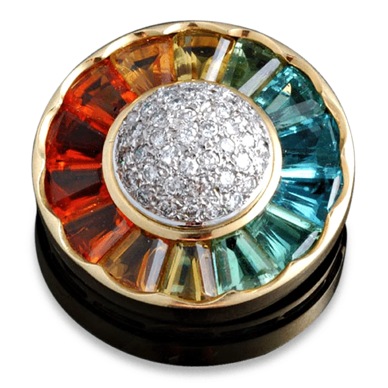 High gloss brooch-Multi-Colored Gemstone Brooch