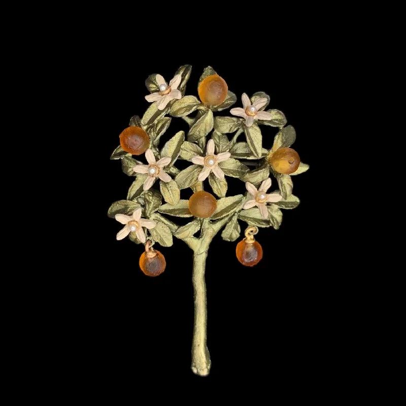 Bent pin brooch-Dainty Orange Blossom Brooch