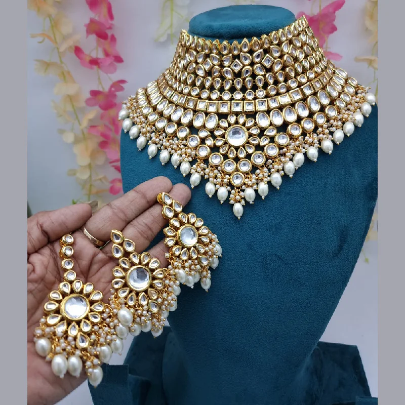 Eight-strand necklaces-JCM Gold Plated Kundan Necklace Set