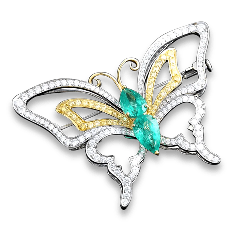 High gloss brooch-Colombian Emerald Butterfly Brooch