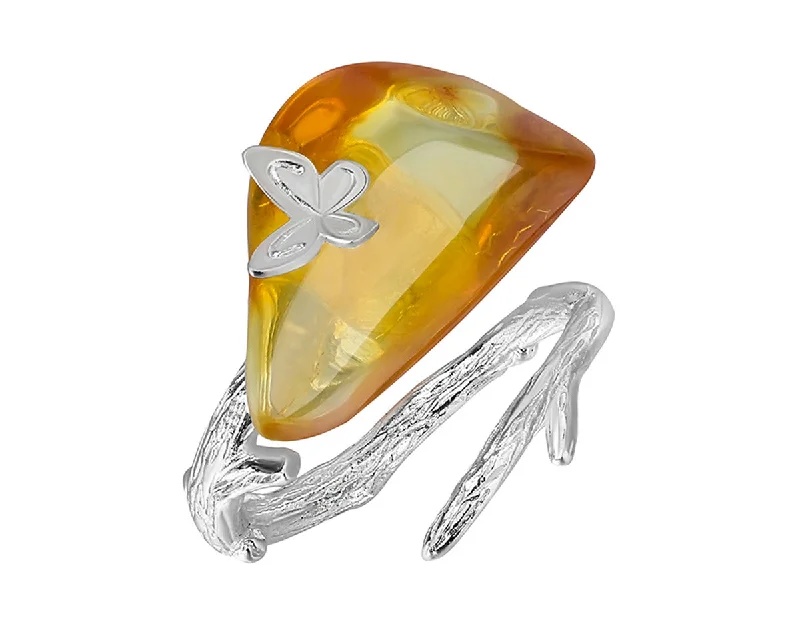 Art deco rings-Amber Butterfly Ring