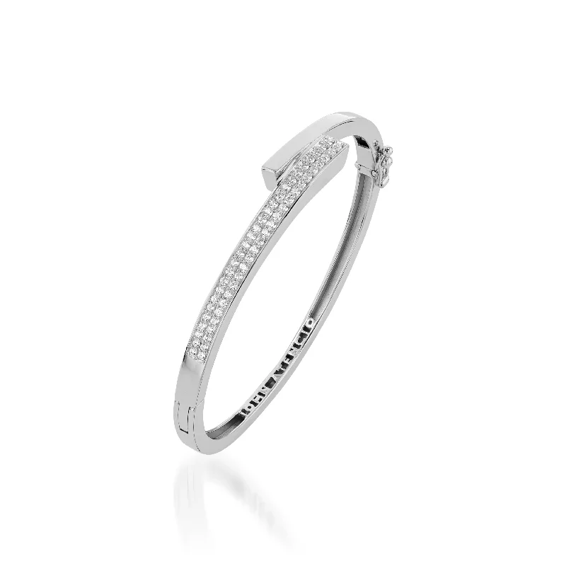 Fine bead bangles-Orion Pivot Pave Diamond Cuff