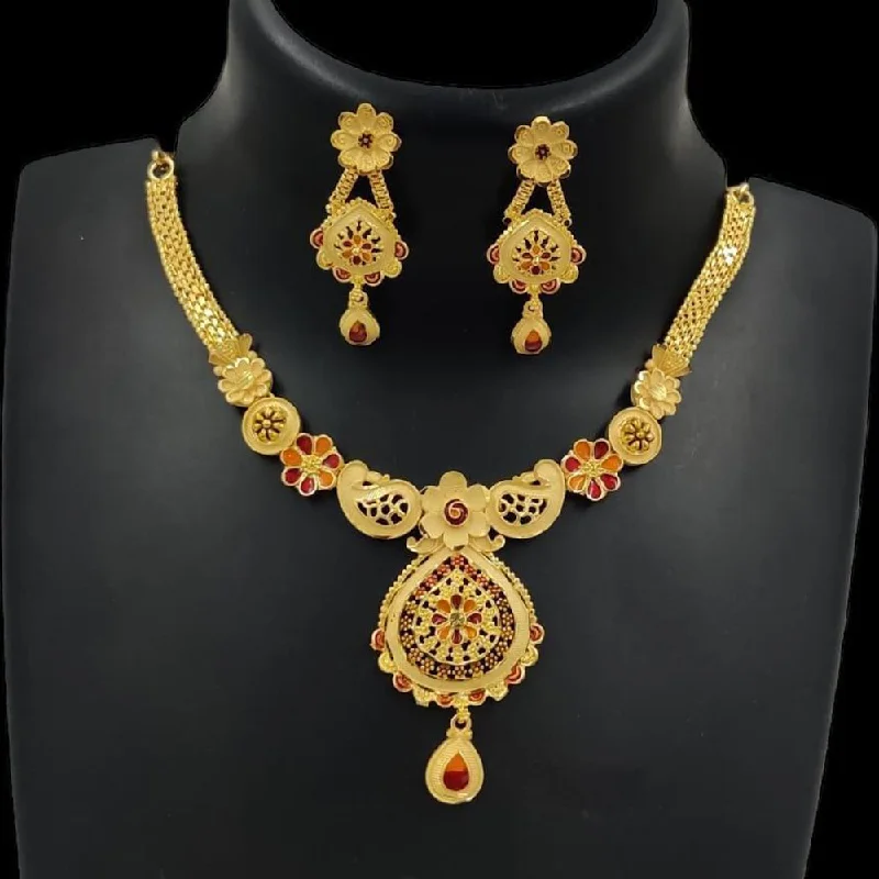 Smooth pendant necklaces-Pari Art Jewellery Forming Gold Necklace Set