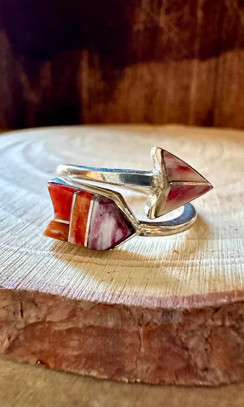 Spring band rings-SPIRIT ARROW Micro Inlay Ring • Adjustable