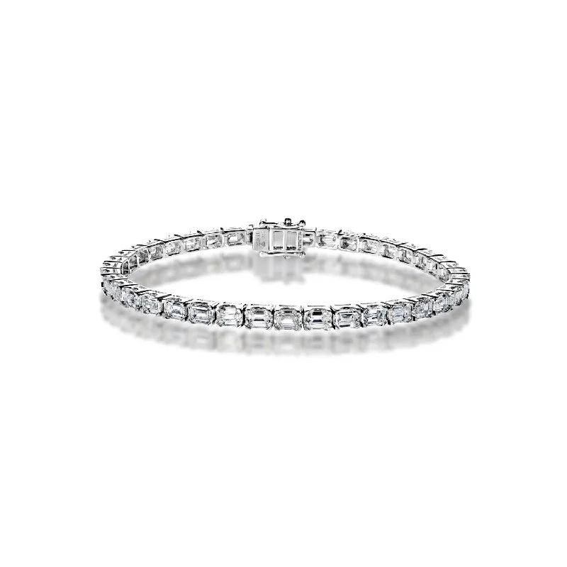 Citrine bangles-Sienna 13 Carat Emerald Cut Single Row Diamond Tennis Bracelet in 14k White Gold