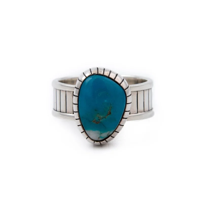 Satin band rings-Oceanic Bisbee Turquoise Ring