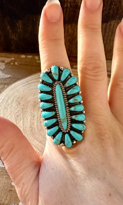 Rose gold rings-BIG BLUE Navajo Silver & Blue Howlite Ring • Multiple Sizes