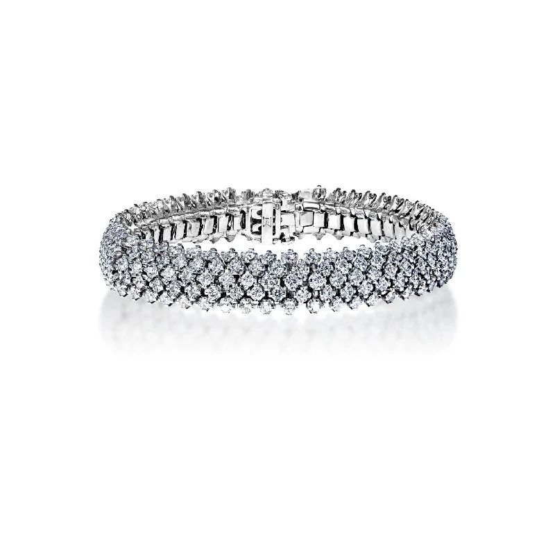 Spirit eye bangles-Sawyer 11 Carat Earth Mined Round Brilliant 3 Rows Diamond Bracelet in 18k White Gold