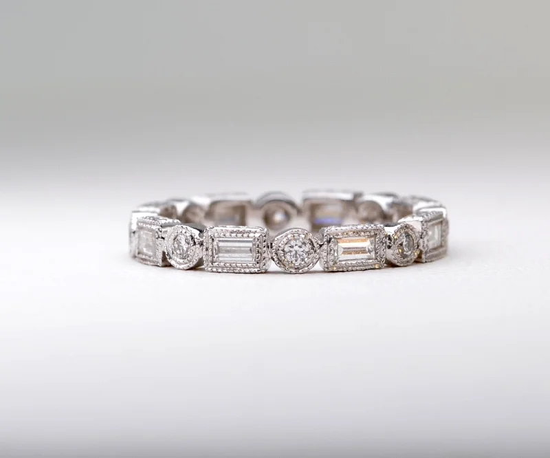 Mystic eye rings-18K White Gold Diamond Band