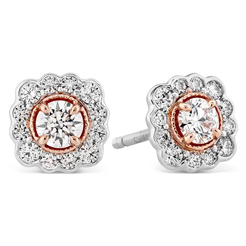 Rough texture earrings-Hearts On Fire Liliana Flower Stud Diamond Earrings