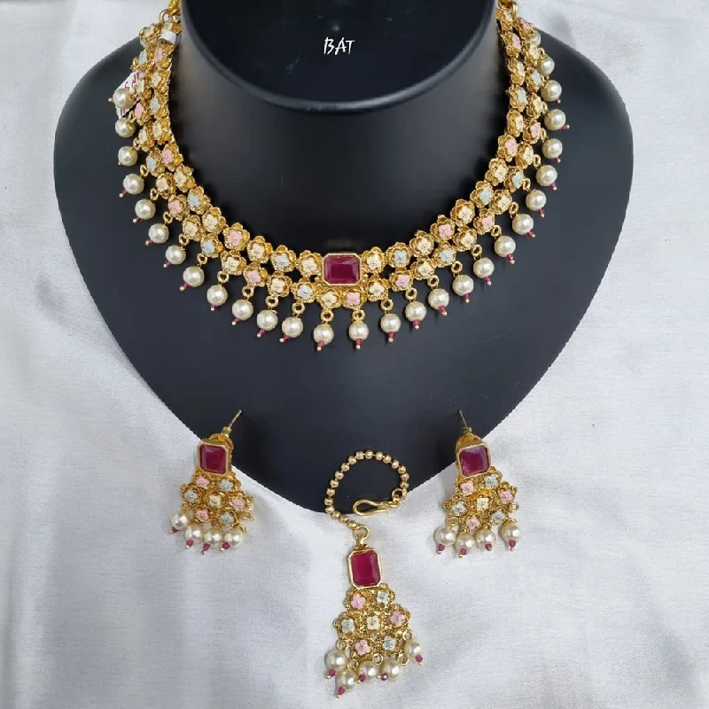 Solid pearl necklaces-Lucentarts Jewellery Gold Plated Meenakari Necklace Set