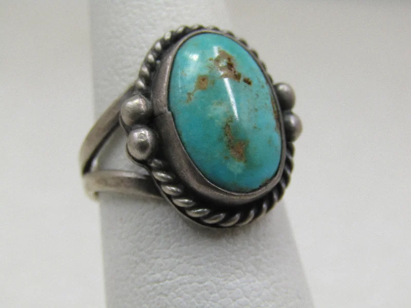 Pure eternity rings-Vintage Sterling Southwestern Turquoise Ring, Sz. 5