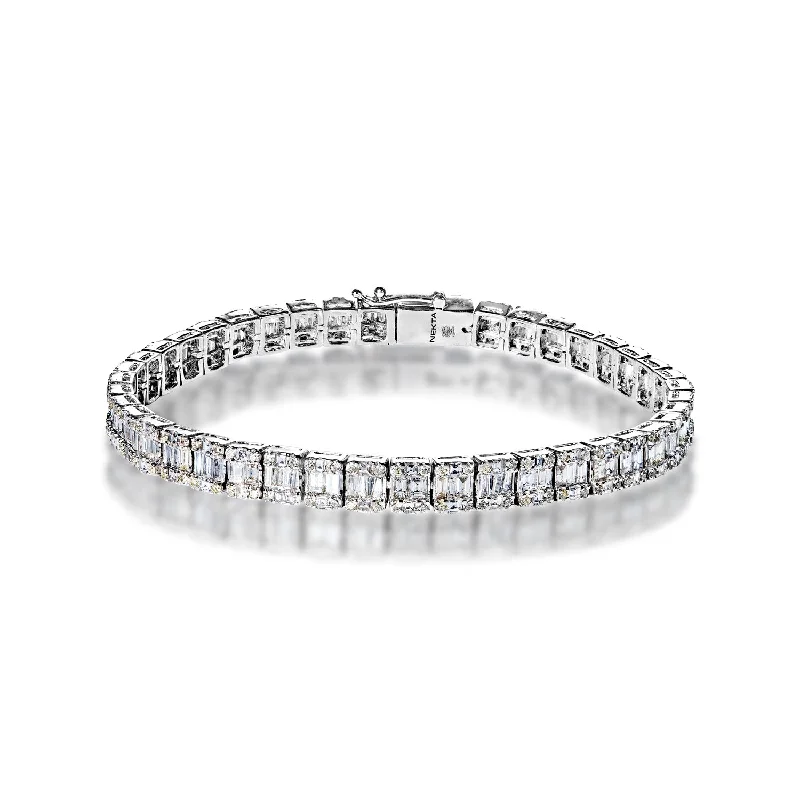 Textured metal bangles-Averi 5 Carat Combine Mix Shape Single Row Diamond Tennis Bracelet in 14k White Gold