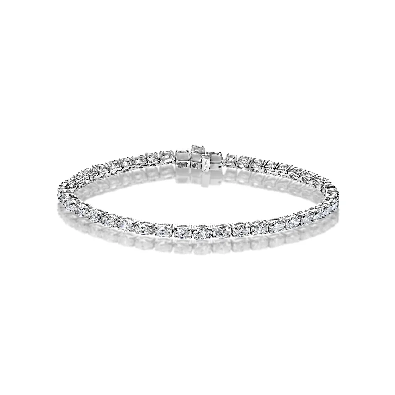 Secure clasp bangles-Alessia 6 Carat Oval Cut Single Row Diamond Tennis Bracelet in 14k White Gold