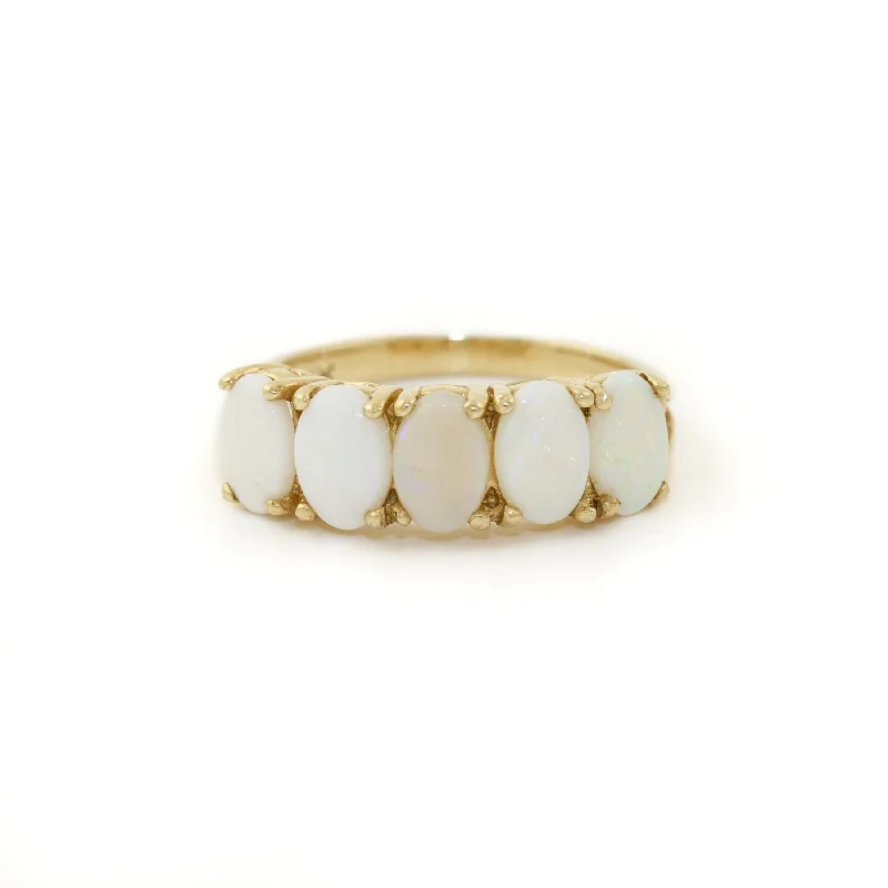 Beaded charm rings-14k Gold x Quinet Welo Opal Ring