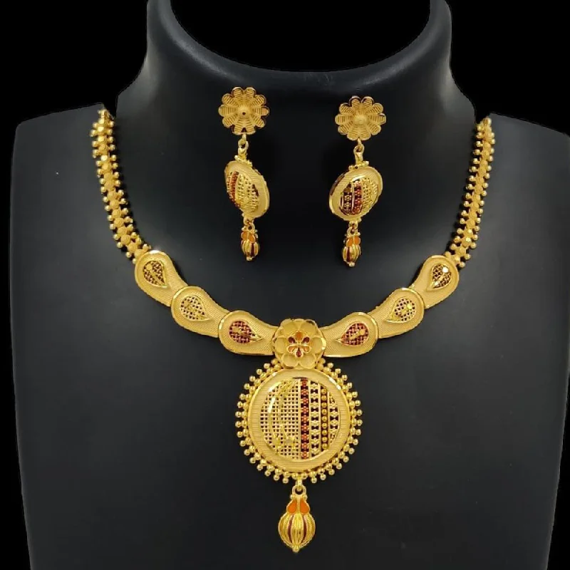 Wide chain necklaces-Pari Art Jewellery Forming Gold Necklace Set