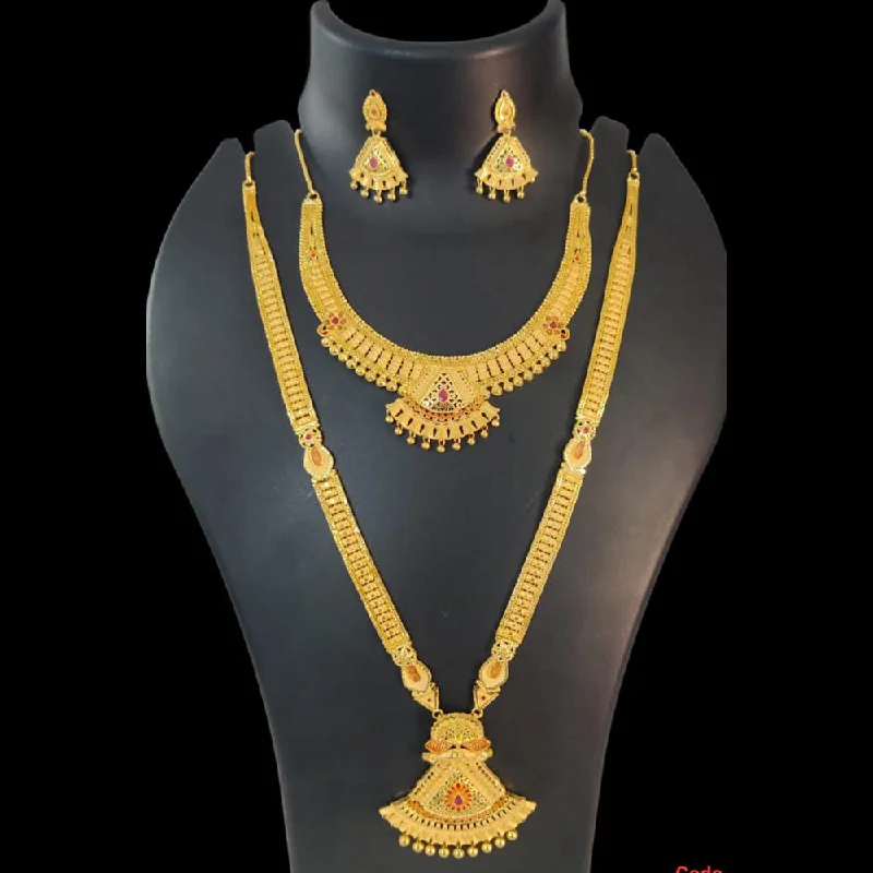 Sleek cross necklaces-Pari Art Jewellery Forming Gold Double Necklace Set