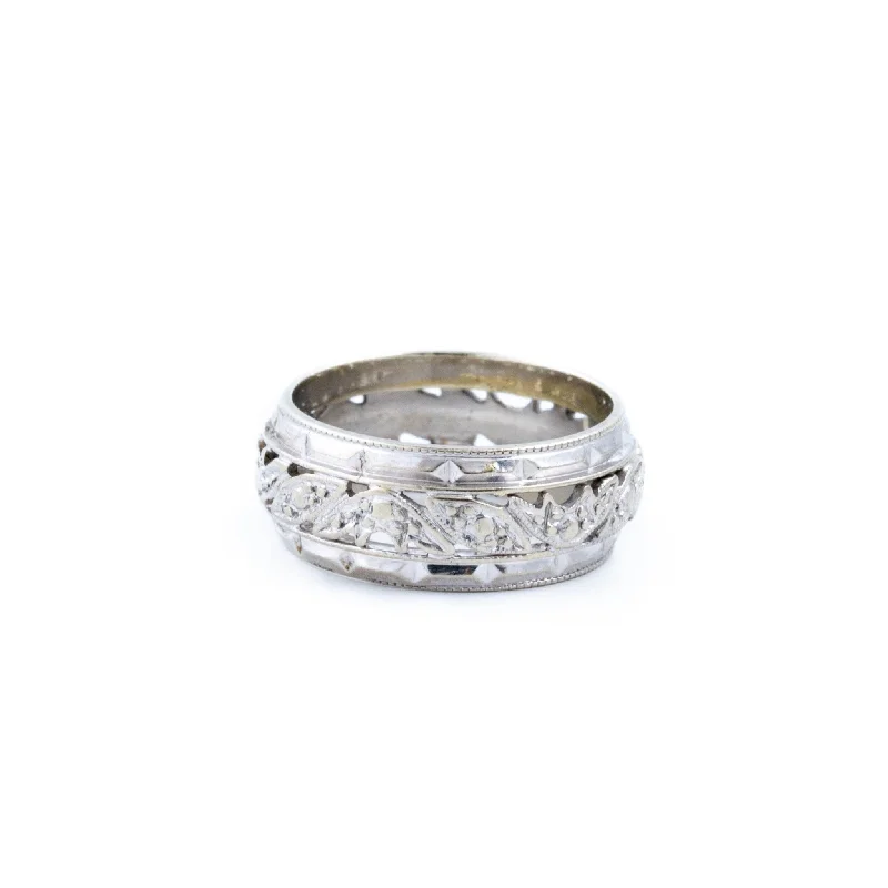 Silk cord rings-White Gold Filigree Band